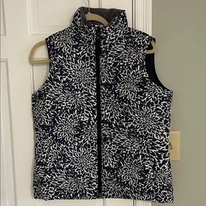 Lands' End Navy and White Quilted Down Vest